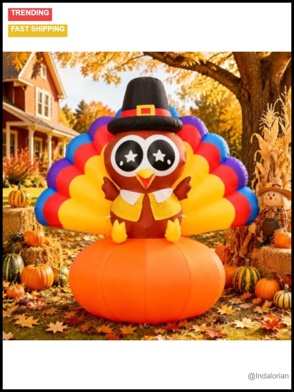 6.5FT Thanksgiving Inflatable Turkey Outdoor Yard Decoration LED